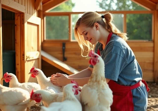 Farmer with Chickens